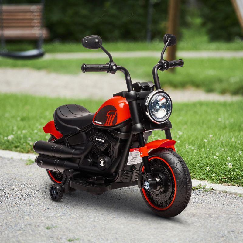 Red 6-Volt Kids Motorcycle with Training Wheels