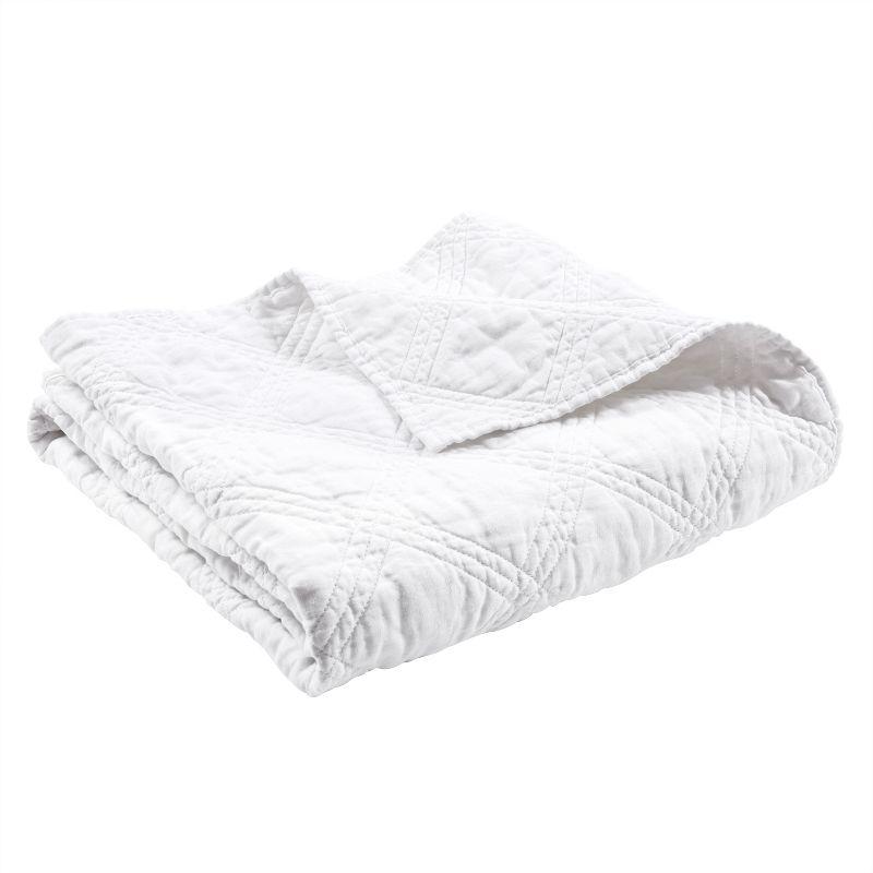 Levtex home Washed Linen White Quilted Throw