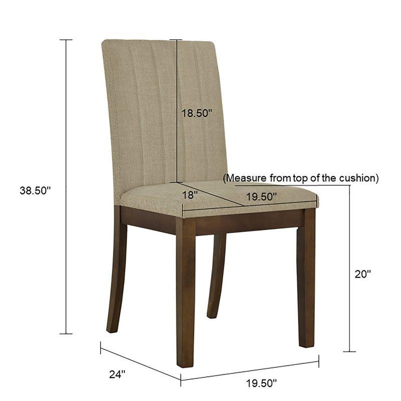 510 Design Set of 2 Everly Upholstered Channel Back Dining Chairs Dark Taupe: Polyester & Linen, Wood Legs