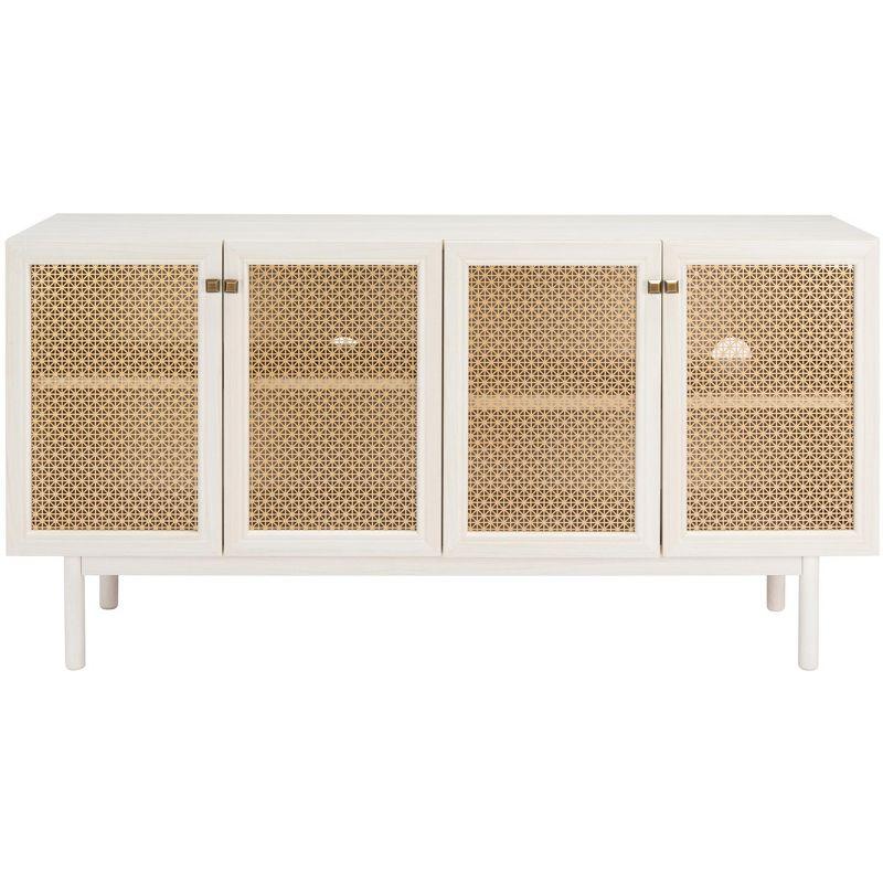 Piran 4 Door 2 Shelf Media Stand - MED9611 - Bleached White/Gold - Safavieh