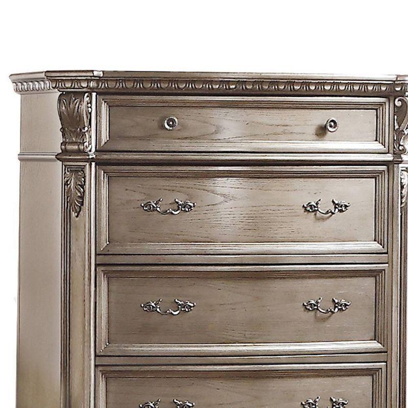 42" Northville Chest Antique Silver - Acme Furniture: 5-Drawer Wood Storage, Metal Glides, No Assembly Required