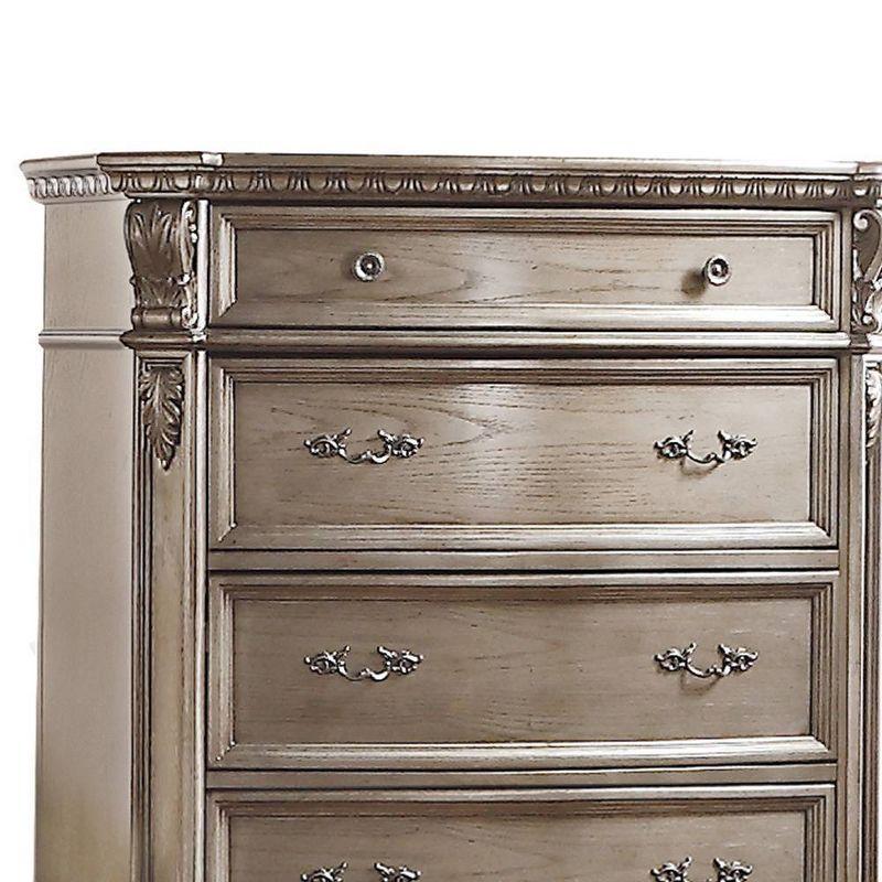 Elegant Gray 45" Antique Silver Chest with Dovetail Drawers