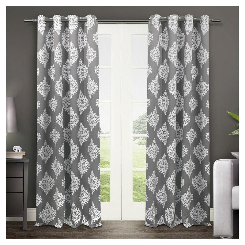 Set of 2 / Pair Medallion Blackout Thermal Grommet Top Window Curtain Panels Exclusive Home