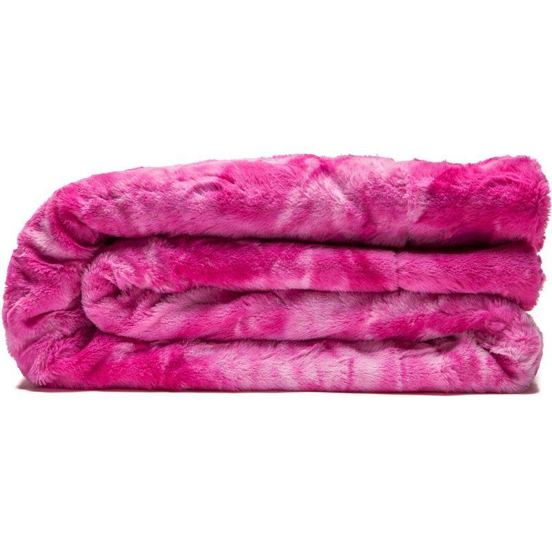 Chanasya Wolf Faux Fur Throw Blanket with Plush Faux Shearling Side