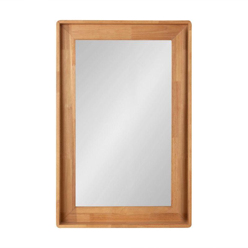 Natural Wood Rectangular Vanity Mirror with Shelf