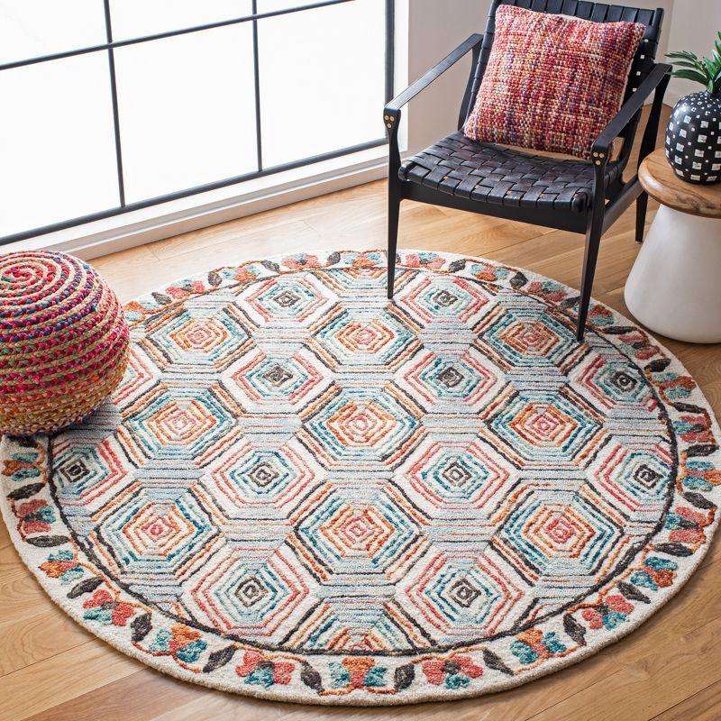 Elysian Ivory & Light Blue Hand-Tufted Wool Round Rug - 6'