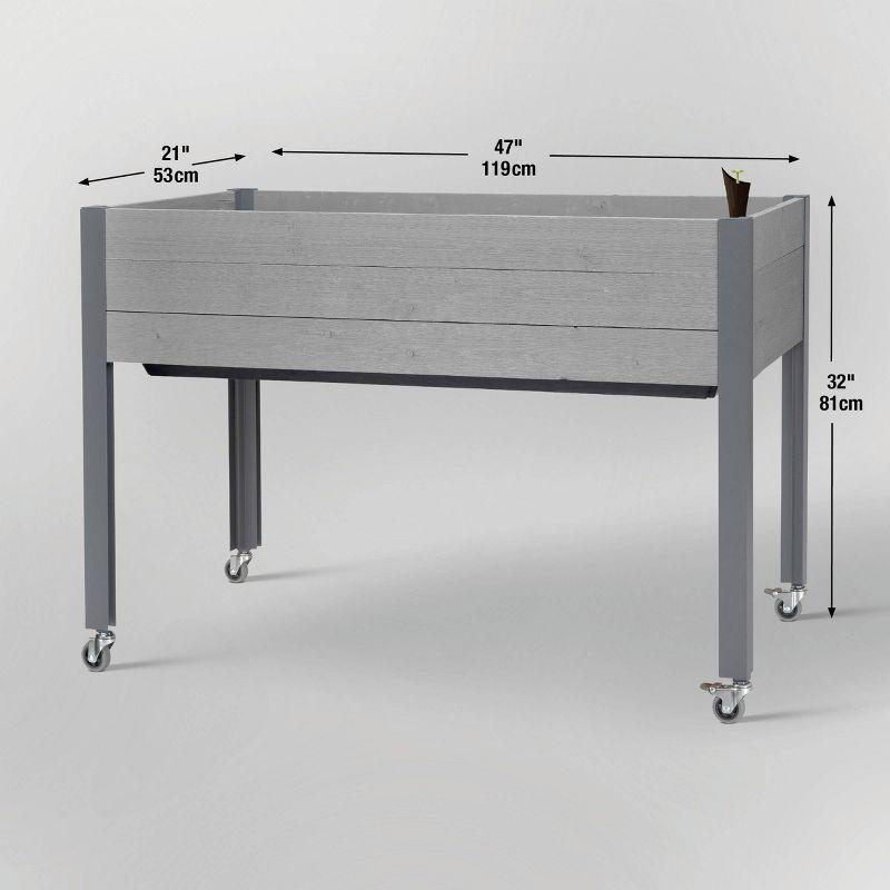 47" Wide rectangular Planter Self-Watering Wooden Gray - CedarCraft