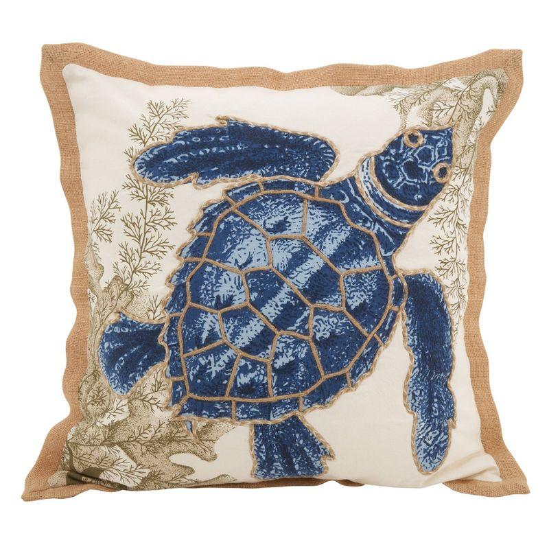 20"x20" Oversize 'I See Sea Turtles' Down Filled Square Throw Pillow Blue - Saro Lifestyle