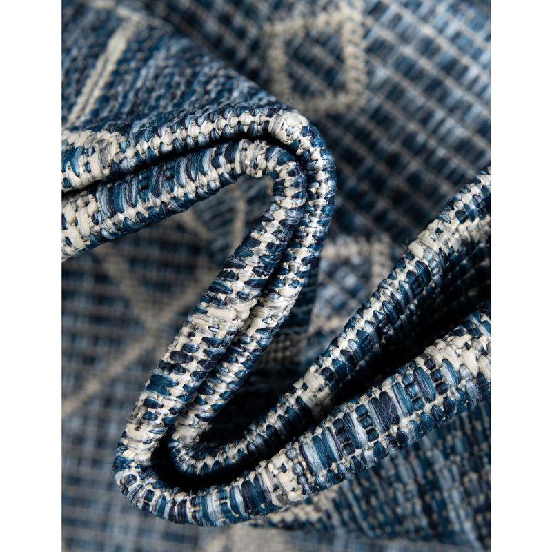 Unique Loom 5' 0 x 5' 0 Square Indoor/Outdoor Trellis Blue Area Rug