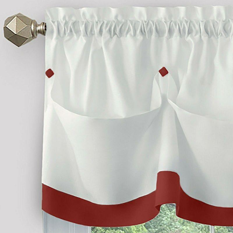 Kate Aurora Country Living Farmhouse 3 Pc Solid Cafe Kitchen Curtain Tier & Tucked Valance Set - 56in W x 24in L, Red