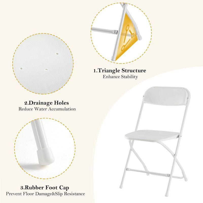 Sweetcrispy 4-Pack Sturdy Metal & Plastic Folding Chairs, Hold Up to 330 Pounds - White