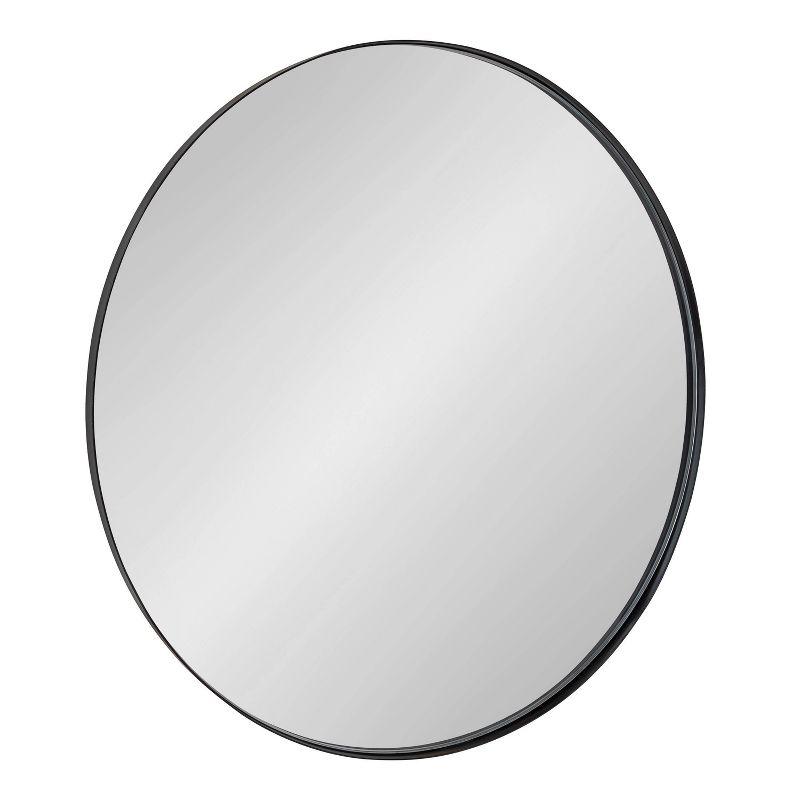 22" Rollo Round Wall Mirror Black - Kate & Laurel All Things Decor: Modern Iron Frame, Wall Mount, Geometric Design
