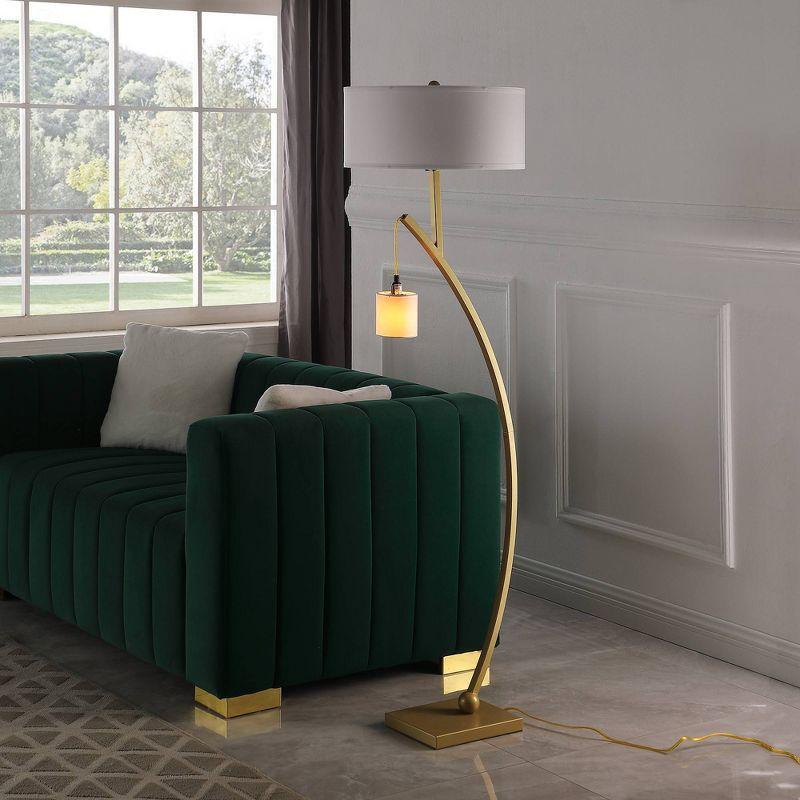 59" Contemporary Arc with Hanging Pendulum Metal Floor Lamp Gold - Ore International