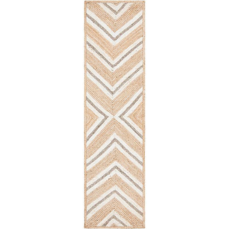 Ivory Geometric 27'' Flat Woven Cotton Area Rug