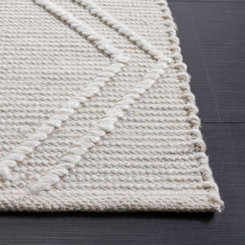 Light Grey and Ivory Square Flatweave Wool Rug