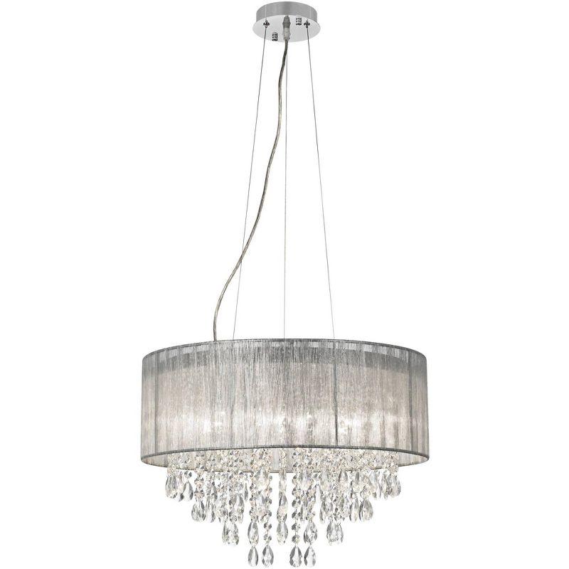 Possini Euro Design Jolie Chrome Chandelier Lighting 20" Wide Modern Crystal Silver Fabric Shade 7-Light Fixture for Dining Room House Kitchen Island