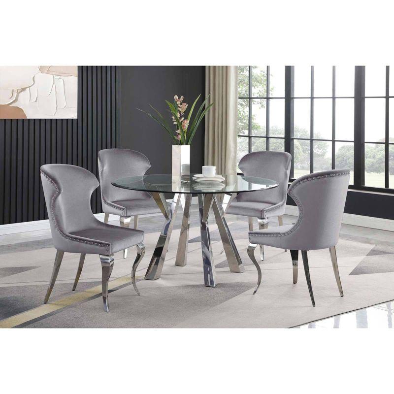 Cheyanne Dark Gray Velvet Upholstered Side Chair with Metal Legs