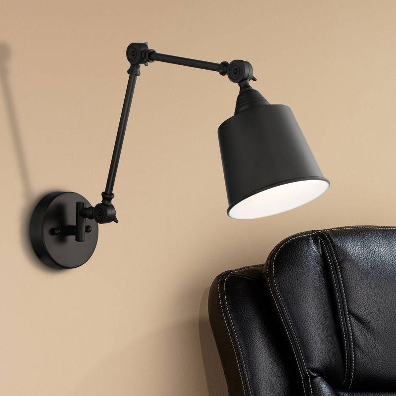 Black Metal Adjustable Swing Arm Wall Lamp