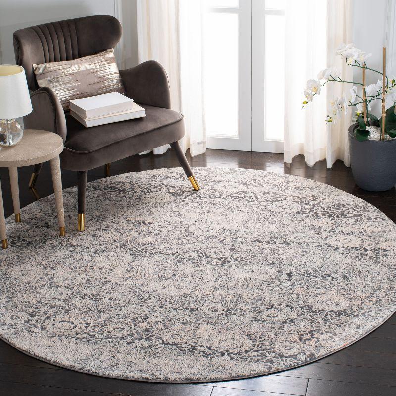 Alhambra ALH617 Power Loomed Area Rug - Cream/Grey - 6'7" X 6'7" Round - Safavieh.