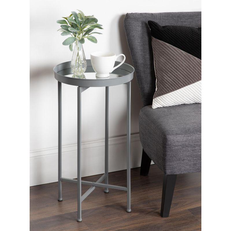 Kate and Laurel Celia Round Metal Tea Table, 14x14x25.75, Gray