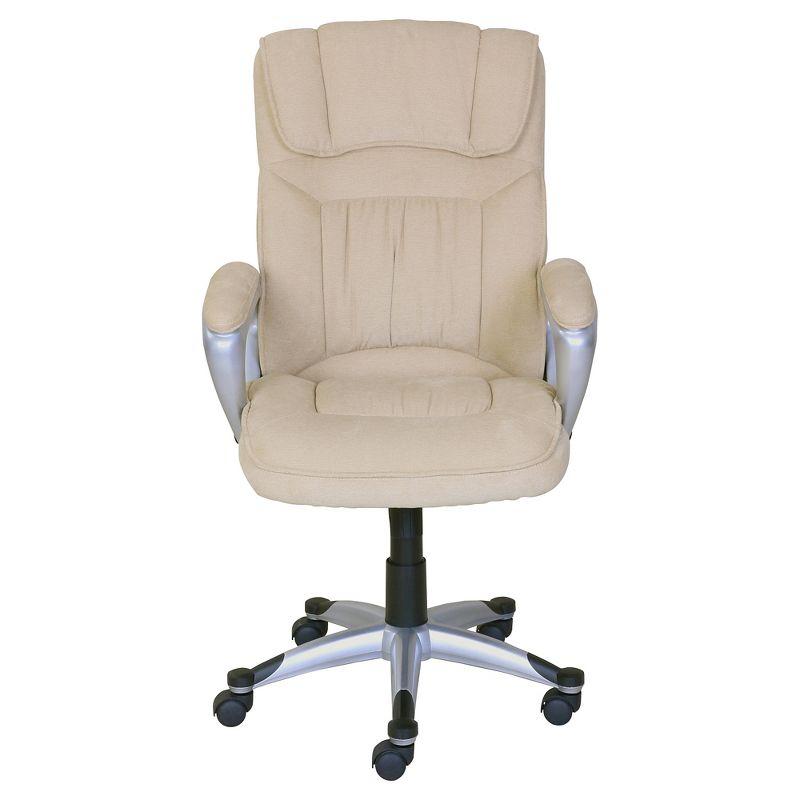 Fawn Tan High-Back Swivel Executive Office Chair with Metal Base