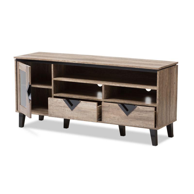 Cardiff Modern and Contemporary Wood TV Stand for TVs up to 55" - Light Brown - Baxton Studio: Entertainment Center with Storage