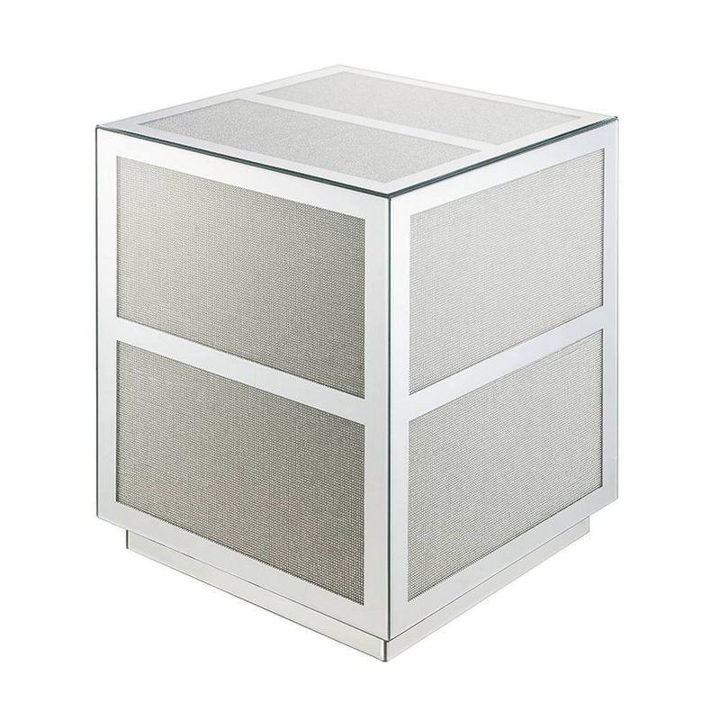 Acme Furniture 18" Noralie Coffee Table Faux Diamonds: Mirrored Surface, Wood Composite, No-Tool Assembly