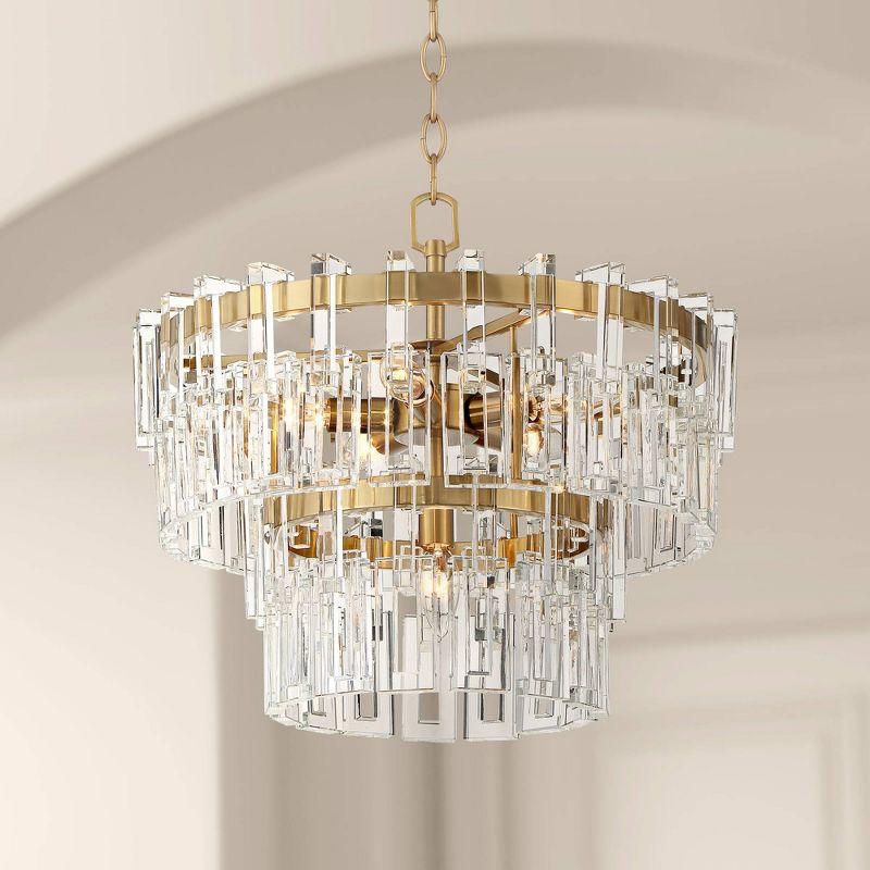 Vienna Full Spectrum Luxum Burnished Brass Chandelier 18 3/4" Wide Modern Tiered Crystal 6-Light Fixture for Dining Room House Foyer Kitchen Island