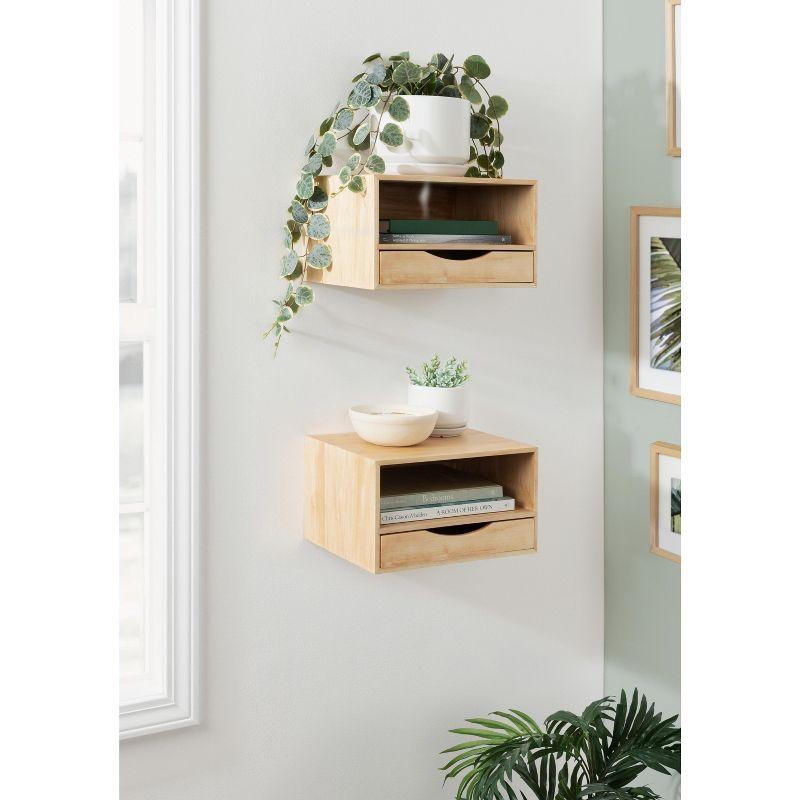 Kate and Laurel Hutton Floating Wall Shelf with Drawer