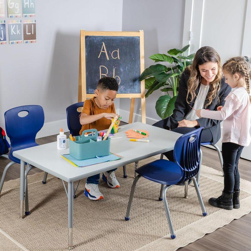 School Student Stack Chair - Luxurious and Comfortable with Riveted Frame 14'' Blue - for Classrooms in Home Learning or Office - Pack of 4 Chairs