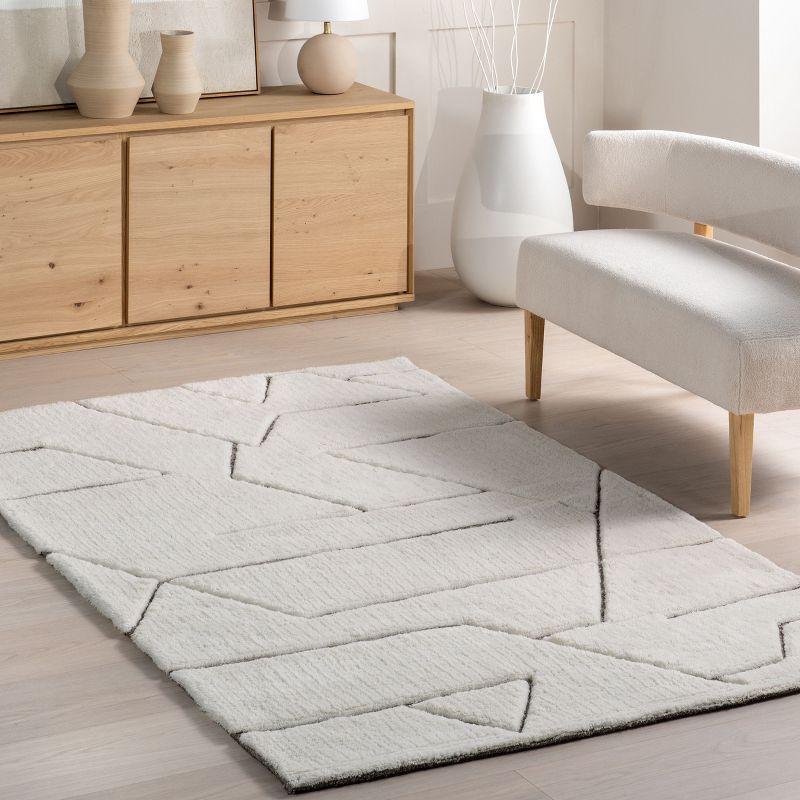 Nuloom Rasima Modern Geometric High-Low Wool Indoor Area Rug