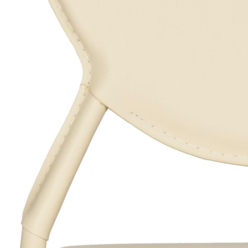 Warner Round Back Leather Side Chair (Set of 2) - FOX2018 - Butter Cream - Safavieh Couture