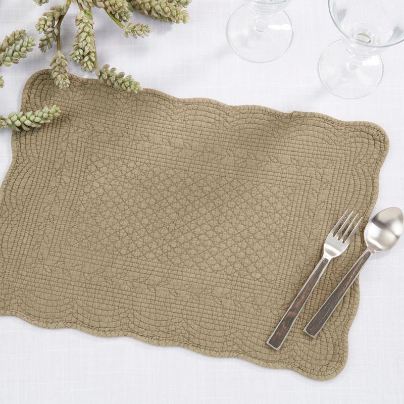 Green Quilted Cotton Rectangle Placemats Set of 4