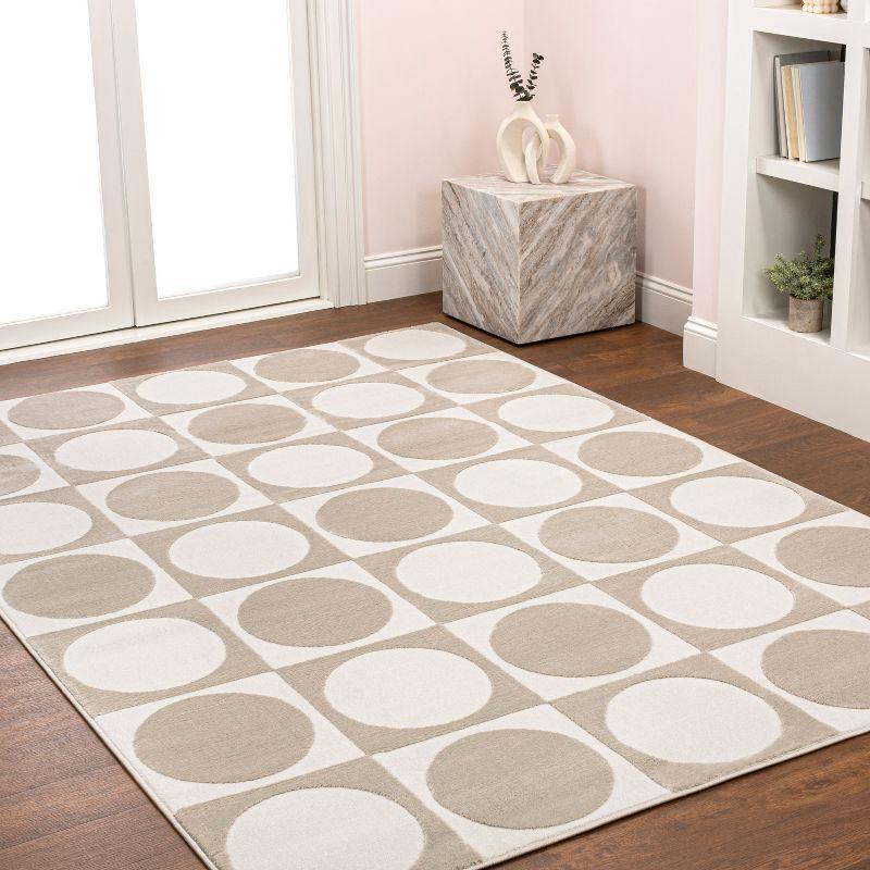 Beige and Cream Geometric High-Low 3' x 5' Area Rug