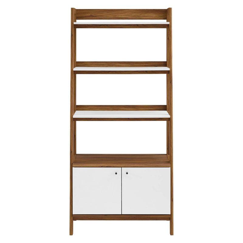 71" Bixby Bookshelf Display White/Walnut - Modway: Modern Arched Design, 4-Tier Storage, Metal Hardware