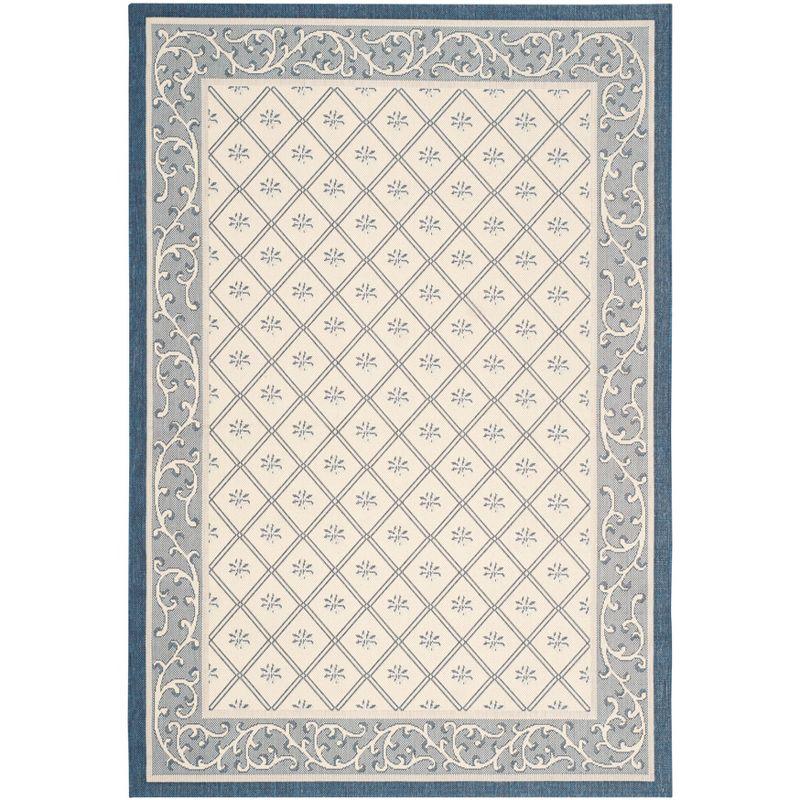 Courtyard CY7427 Power Loomed Indoor/Outdoor Area Rug - Beige/Navy - 5'3"x7'7" - Safavieh.