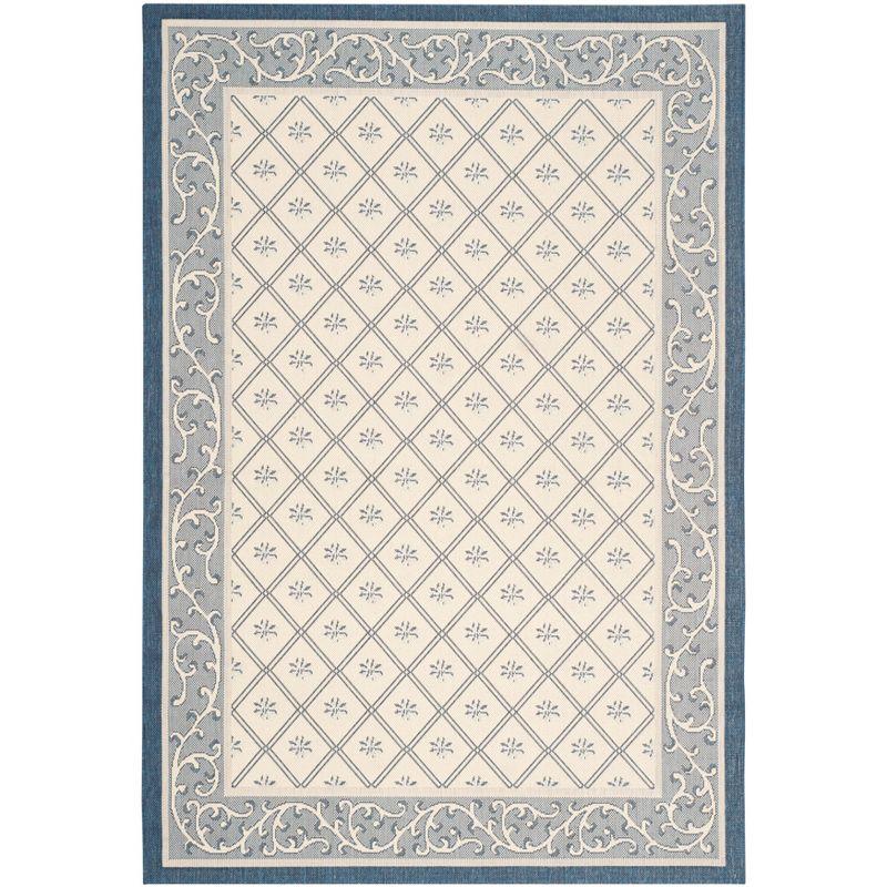 Natural and Blue Synthetic Flat Woven Indoor/Outdoor Area Rug