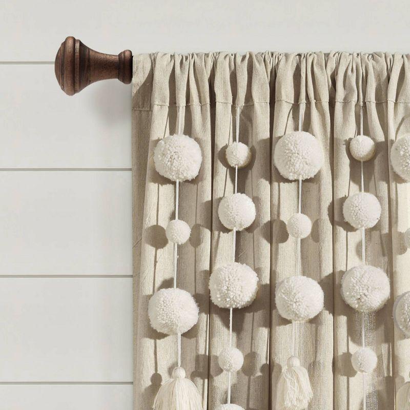 Lush Decor Tassel Window Solid Cotton Blend Semi-Sheer Rod Pocket Single Curtain Panel