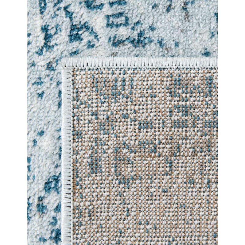 Light Blue Rectangular Easy-Care Synthetic Area Rug