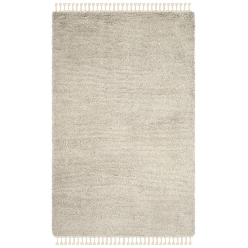 Luxurious Hand-Tufted New Zealand Wool 5' x 8' Gray Shag Rug