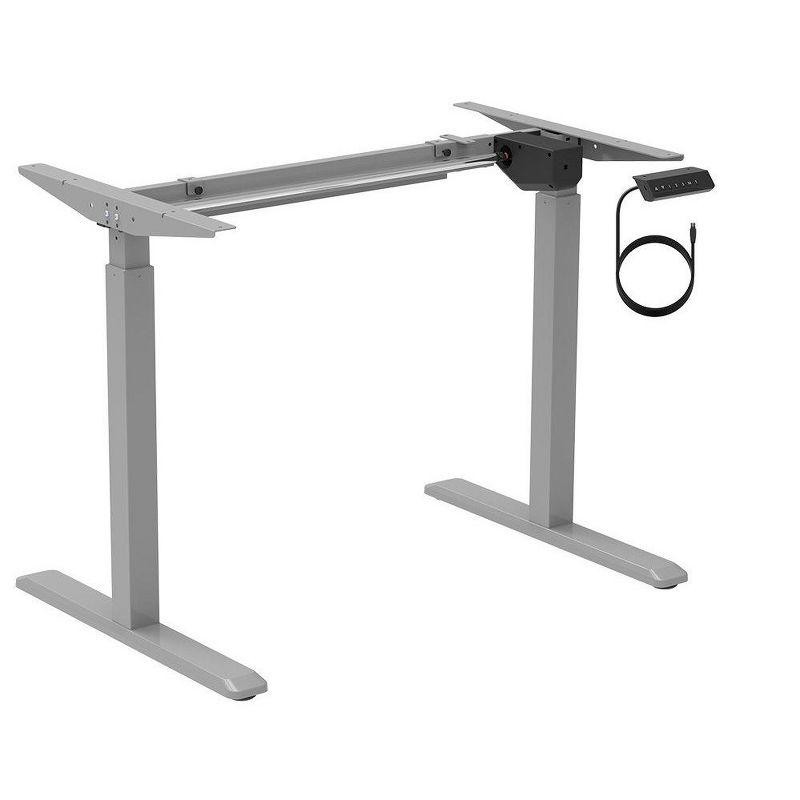 Monoprice Height Adjustable Sit-Stand Riser Table Desk Frame - Grey With Electric Single Motor, Compatible With Desktops From 39in-63in Wide