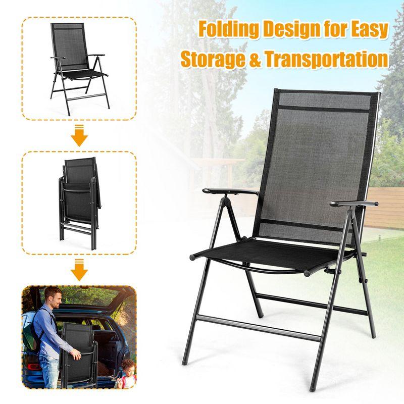 Costway Set of 2 Patio Folding Chair Recliner Adjustable  Black