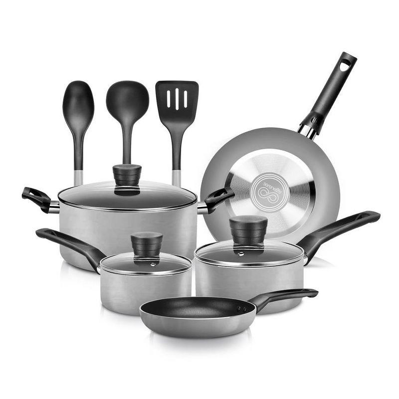 Gray Aluminum Non-Stick 11-Piece Kitchen Cookware Set