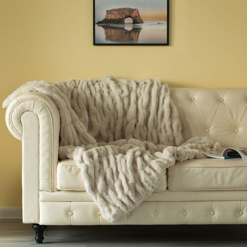 Ivory Faux Fur Cozy Throw Blanket 50" x 60"