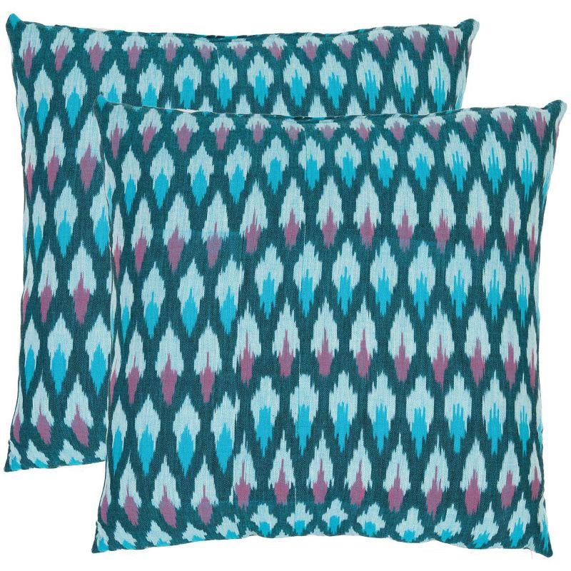 Ikat Embroidered Cotton Reversible Throw Pillow