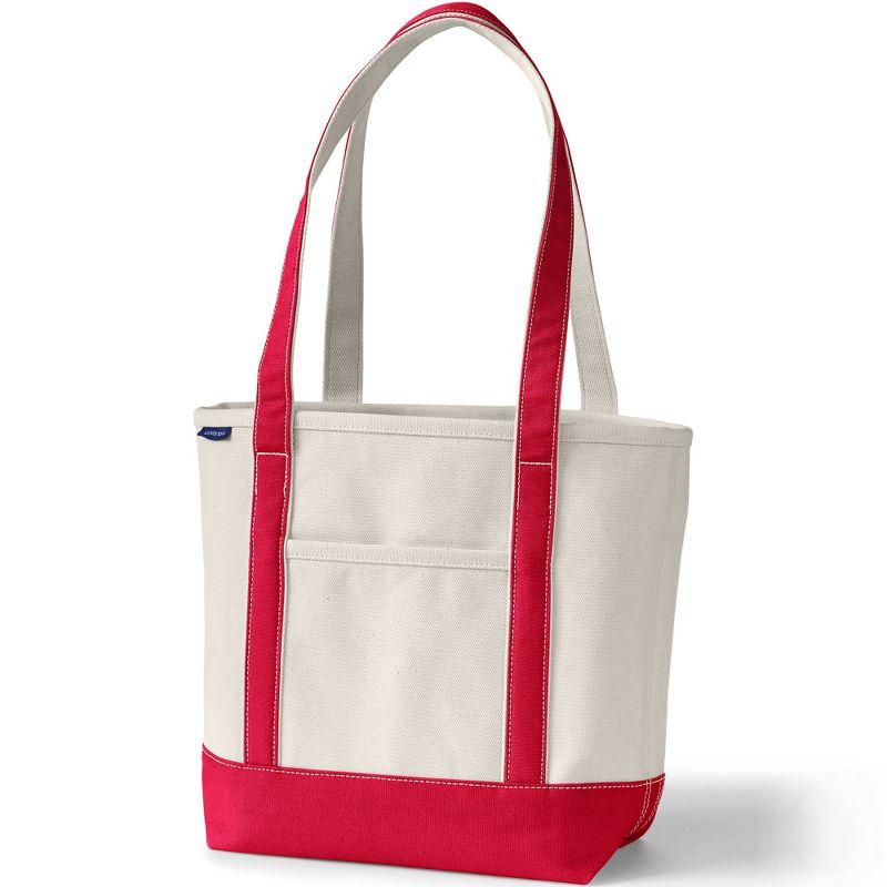 Medium Natural and Red Canvas Crossbody Tote Bag