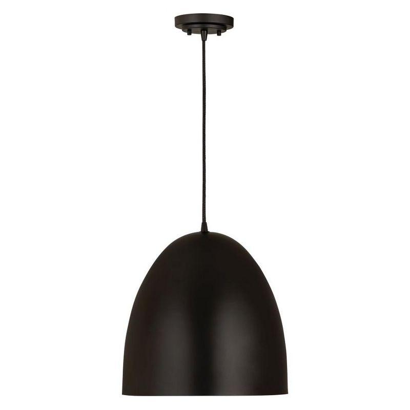 Matte Black Contemporary Dome Pendant Light