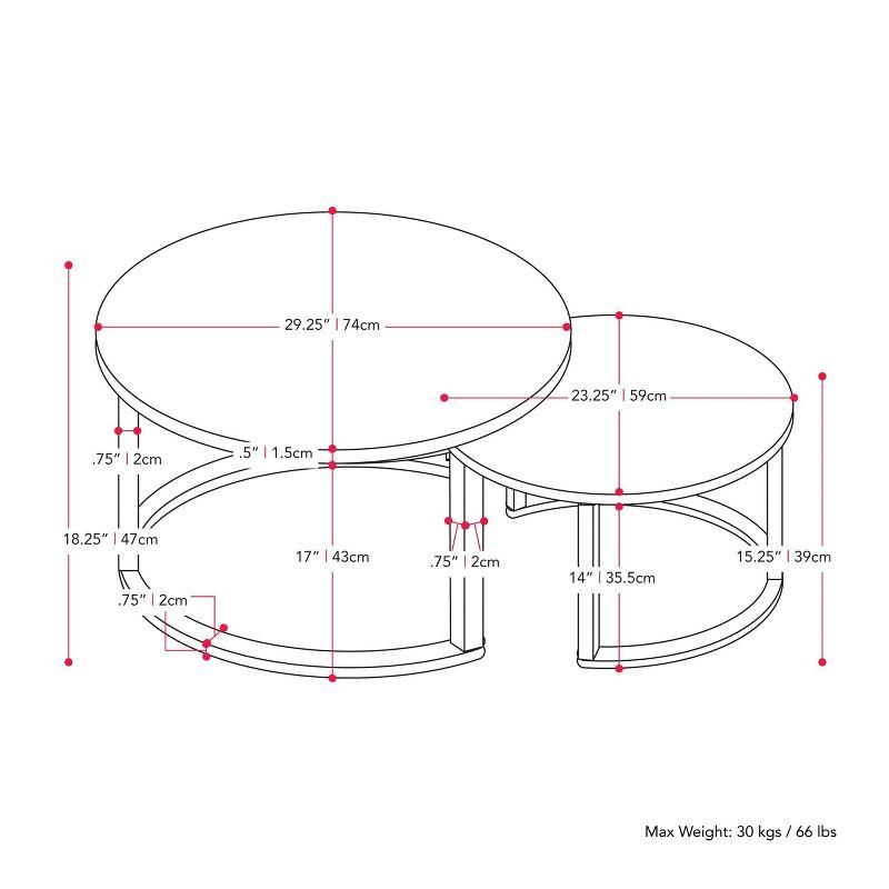 Elegant Round Nesting Coffee Tables with Wood & Marble Finish