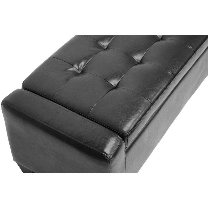 Manchester Black Tufted Leather Storage Ottoman