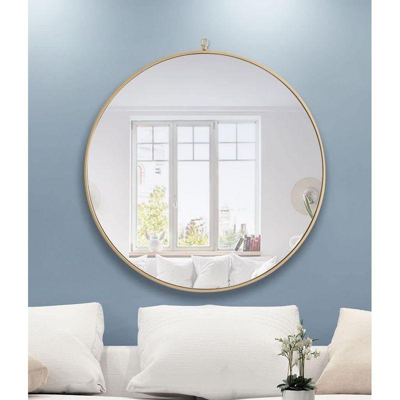 Elegant Lighting Metal frame Round Mirror with decorative hook 42 inch Black finish